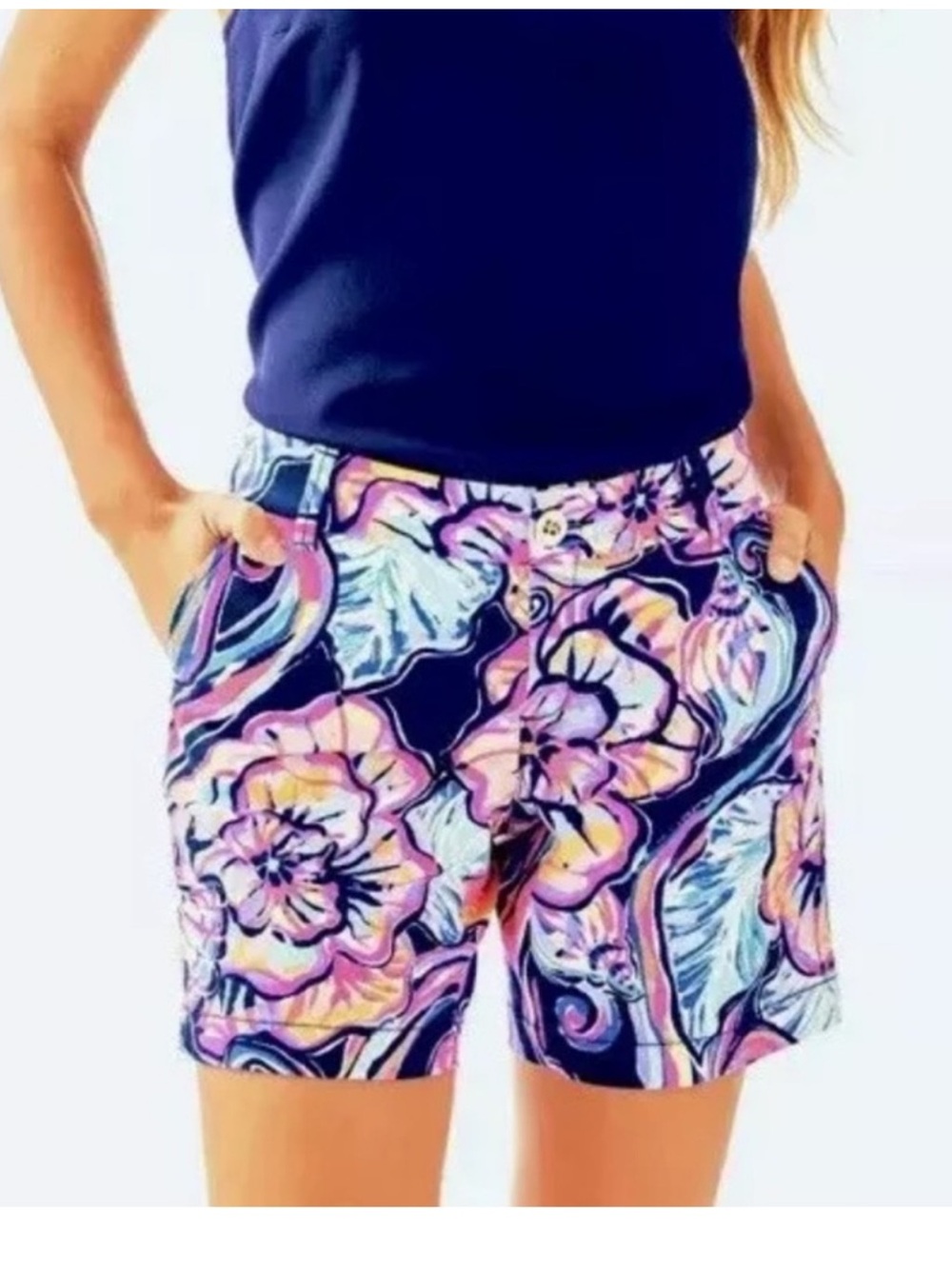 Lilly Pulitzer Jayne Short Nauti Navy Boho Bateau Print Bermuda 14
